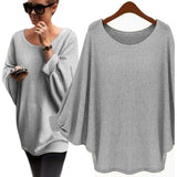 Autumn winter Women Sweater retro batwing sleeve Knitted Pullover Loose Oversized Elegant loose O neck sweaters