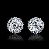 Round Shape 2 Carat Cubic Zircon CZ  Crown Stud Earrings For Women