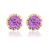 Round Shape 2 Carat Cubic Zircon CZ  Crown Stud Earrings For Women