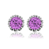 Round Shape 2 Carat Cubic Zircon CZ  Crown Stud Earrings For Women