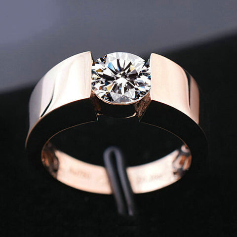 Classic Engagement Ring 18K Real Rose Gold Plated  New Fashion Wedding Ring for Men Women